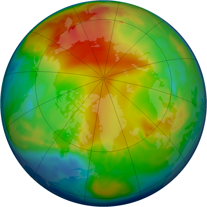 Arctic ozone map for 12 January 2013
